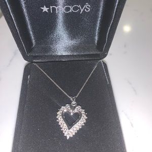 NEW cubic zirconia silver heart necklace Macys